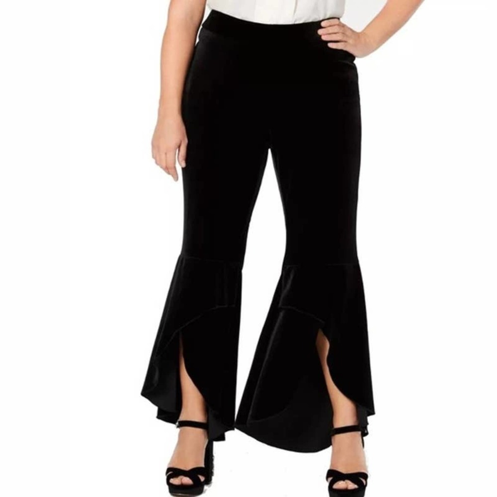 INC Bell Bottom Stretch Velvet Pull On Pants - Picture 3 of 9